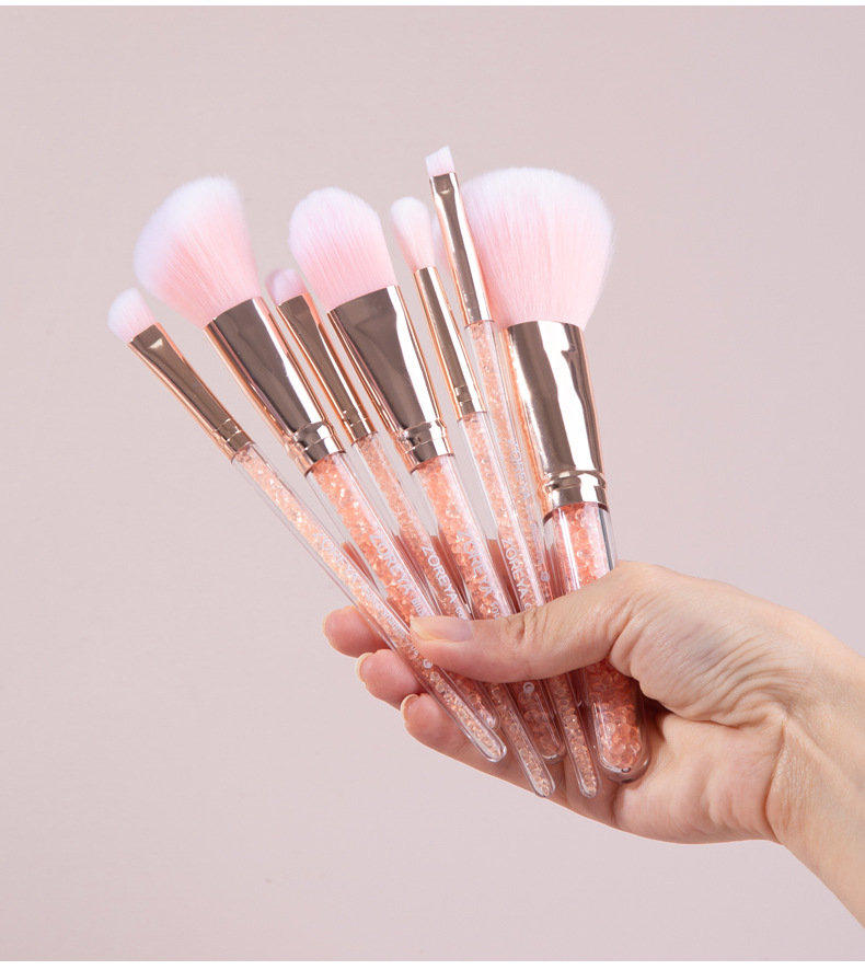 跨境新品粉色散粉修容粉底眼影刷全套女生学生美妆工具收纳桶装化妆刷组合详情21