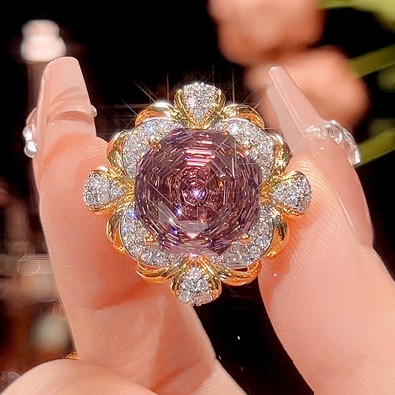 2025新款庄生生珠宝铜底镀金玫瑰切黄金复古拉丝轻奢套装女16-14m详情4