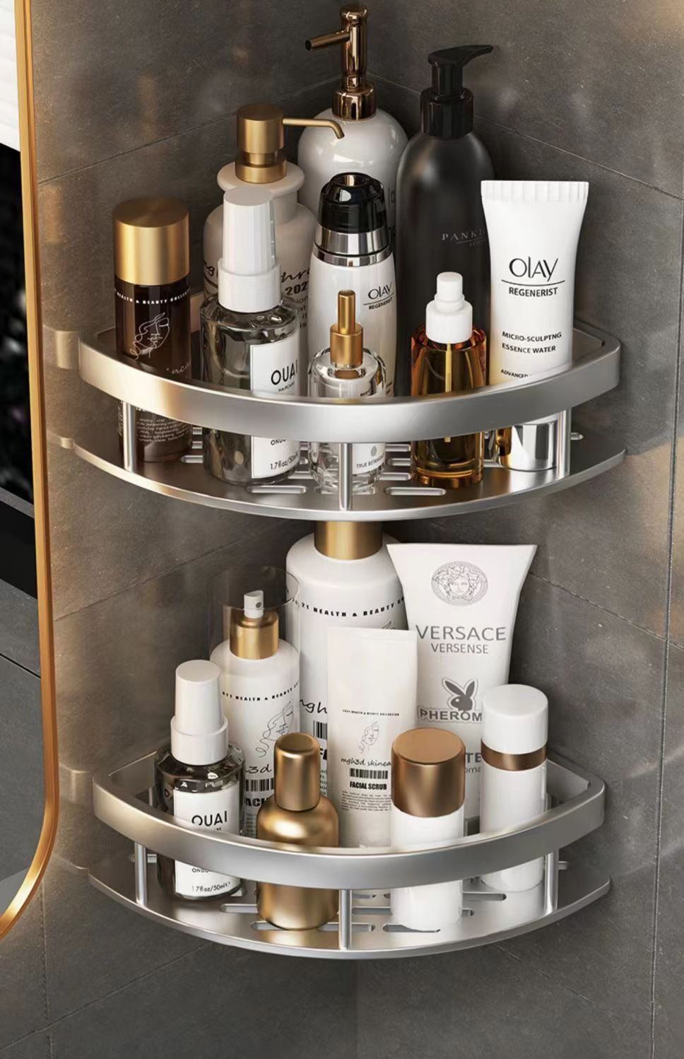 免打孔卫生间置物架浴室厕所洗手间洗漱用品壁挂墙上收纳架详情33