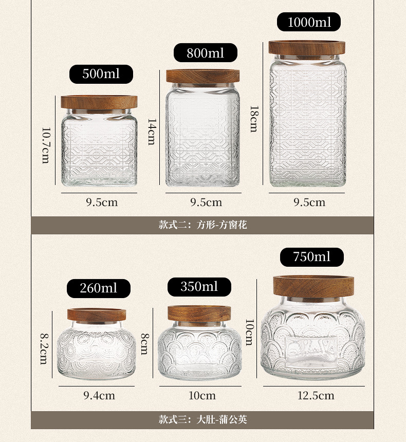 Nordic-style retro patterned glass sealed jar, high appearance level glass jar, kitchen storage jar, dried fruit and snack storage jar pic 16