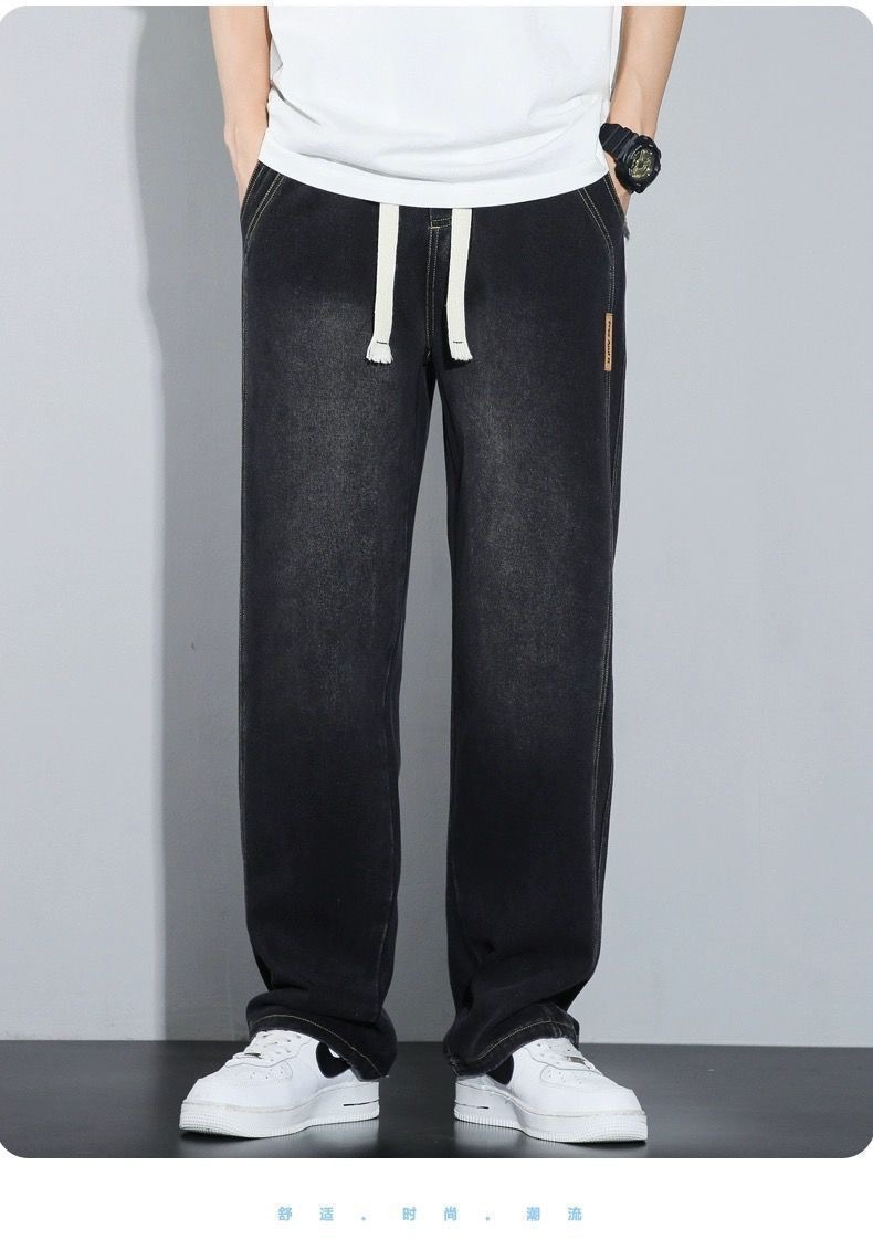 New loose straight-leg retro jeans for men in spring and autumn, wide-leg casual American workwear long pants for men pic 19