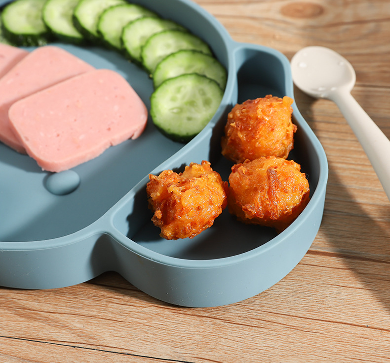 现货批发儿童餐具硅胶大象餐盘吸盘式宝宝分格辅食碗儿童喂养餐具详情16