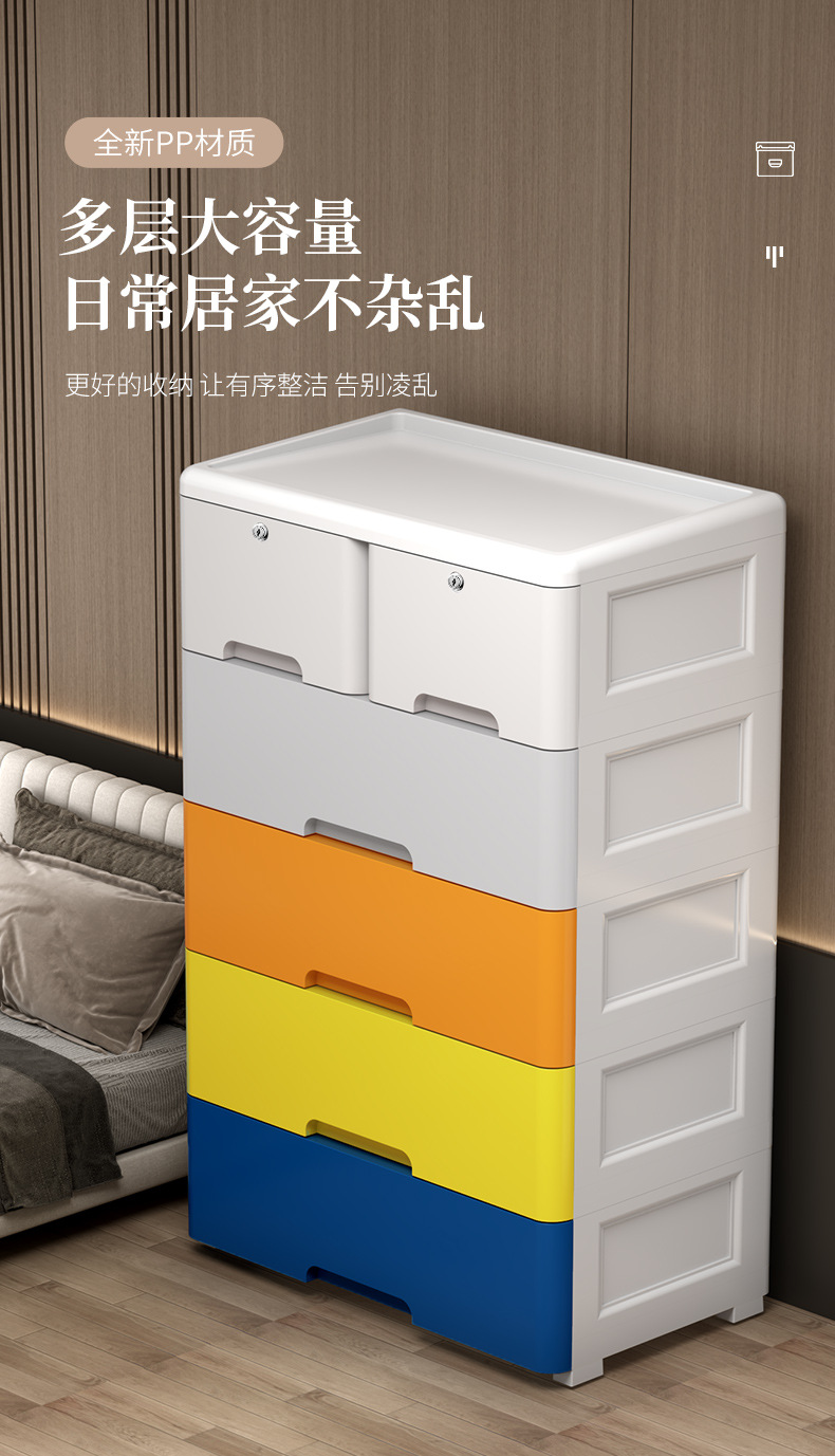抽屉式收纳柜家用客厅卧室整理储物柜大容量落地多层玩具置物柜子详情3