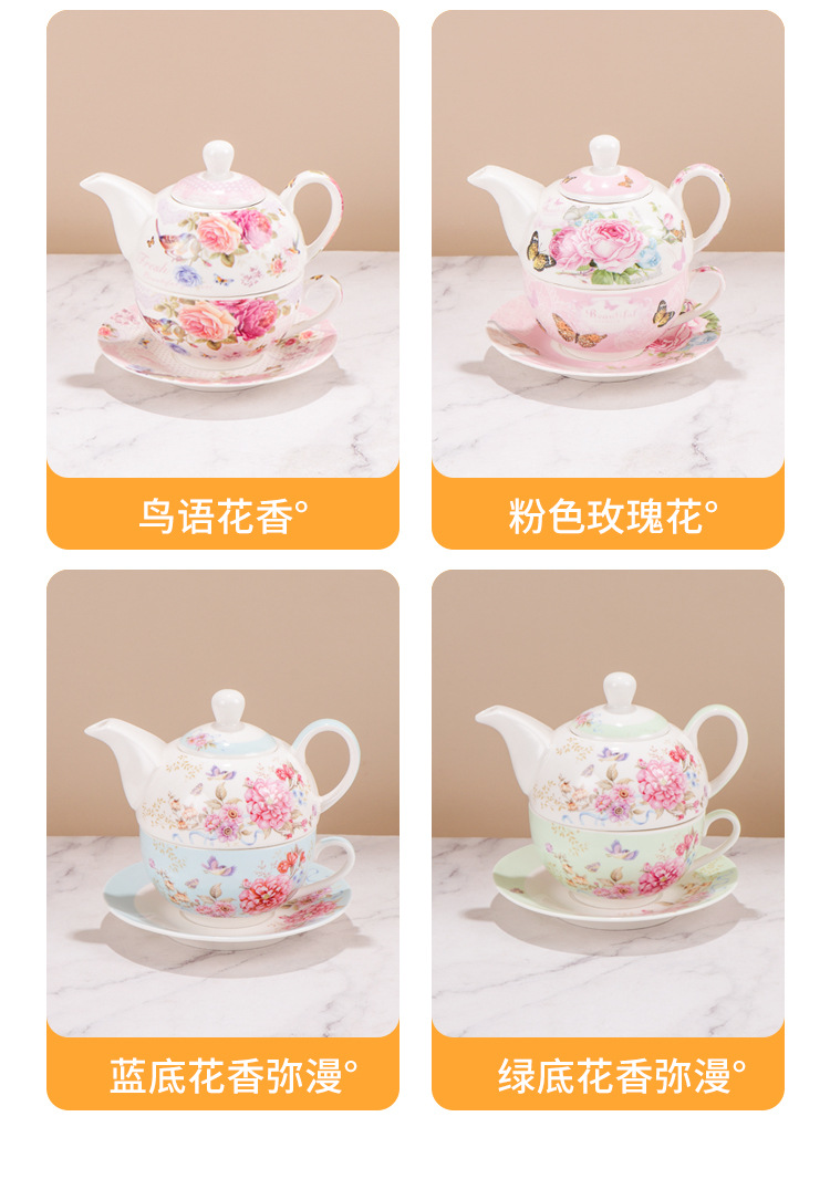 Foreign trade ceramic tea sets, high-temperature resistant flower and plant teapots, mother and child teapot sets, can be equipped with logos pic 9
