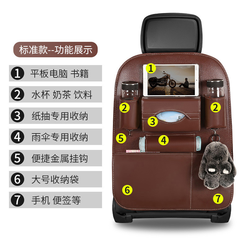 汽车座椅后背收纳袋挂袋车载儿童餐桌椅背多功能置物袋储物收纳包详情4