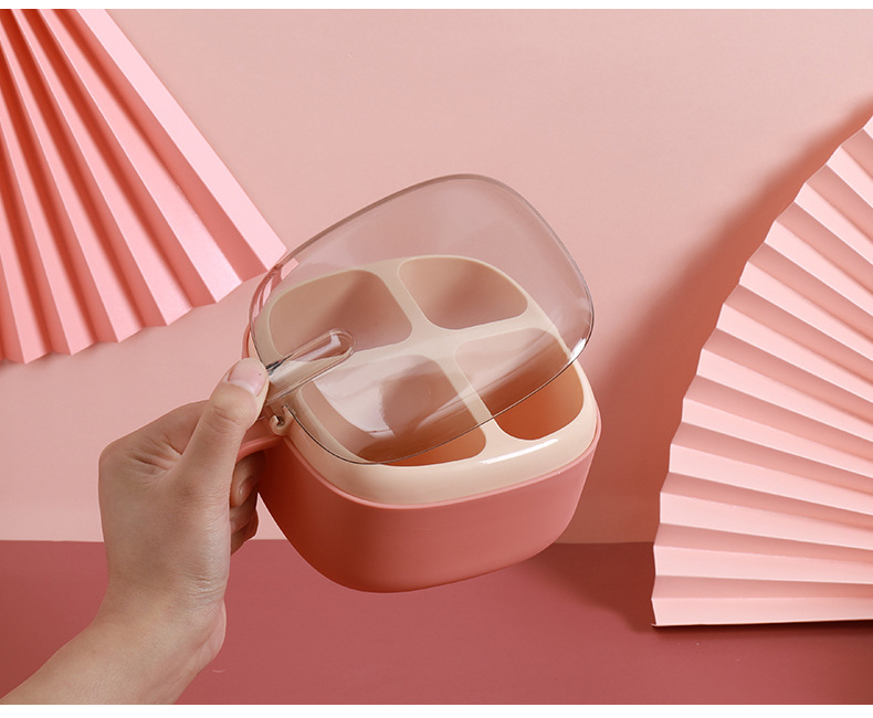 四格调料盒厨房用品撞色透明盖子带勺子按压式调味盒放盐味精佐料详情16