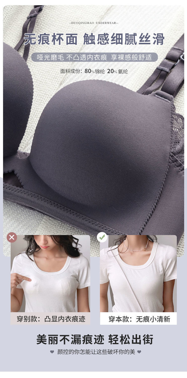 日本镂空轻木棉小胸聚拢显大薄款内衣少女无钢圈无痕调整型文胸罩详情6