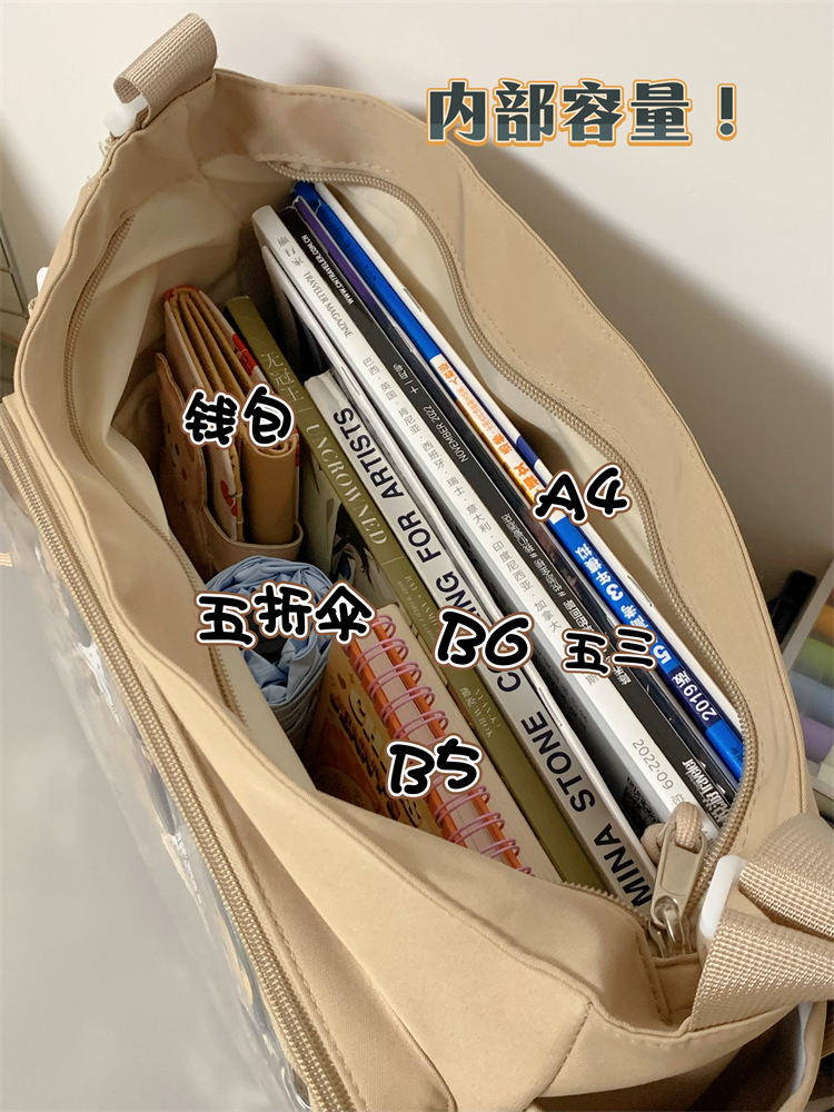 学院风痛包日系ins透明书包大容量简约单肩斜挎包时尚少女邮差包详情9