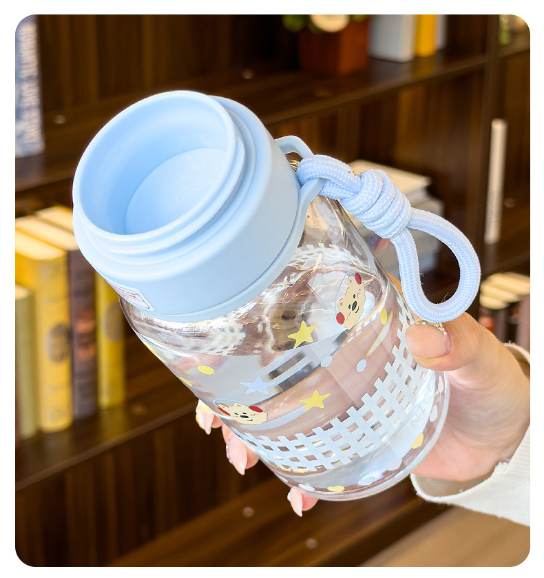 可爱卡通太阳浮雕透明玻璃带把水杯保温瓶280ml pic 14