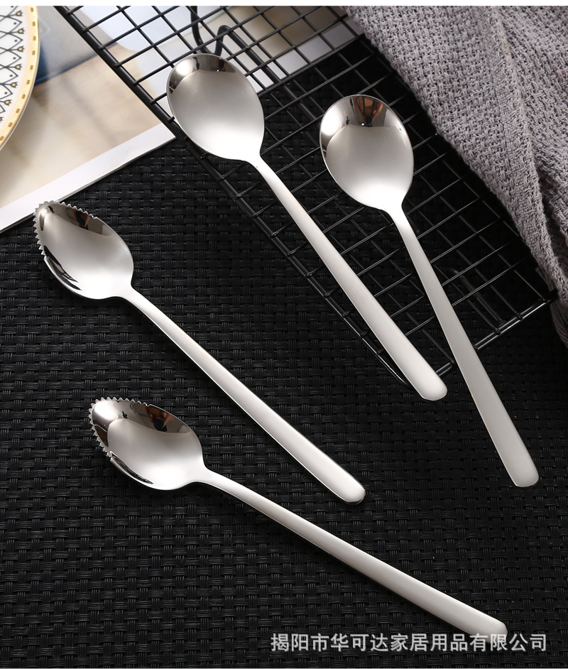 304 stainless steel baby food puree scraper, apple spoon with teeth, infant and toddler fruit puree scraper, logo made pic 22