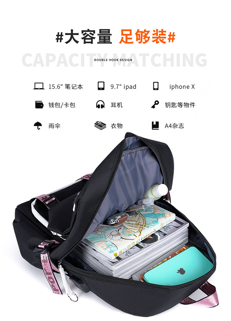 Classic style casual and fashionable hand-held shoulder accessory Korean-style pendant pattern backpack pic 6