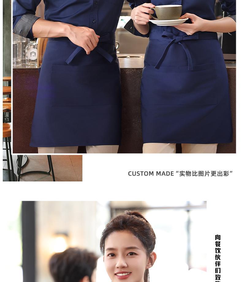蓝色服务员工作服长袖衬衣套装餐饮奶茶咖啡店员工工装衬衫女定制详情22