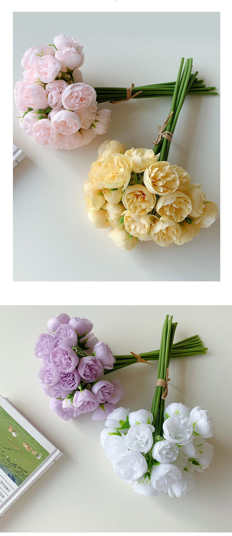 A 27-head small peony bouquet with a bottle of artificial and fake flowers, a living room decoration item that has become a bestseller on Douyin pic 12