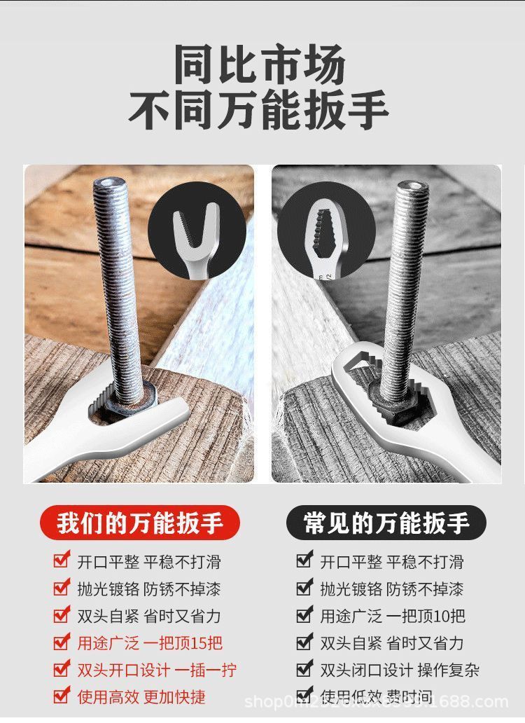 Universal wrench, double-head universal type for glasses, universal plate adjustable wrench, small open-end wrench, self-tightening wrench, multi-functional pic 3