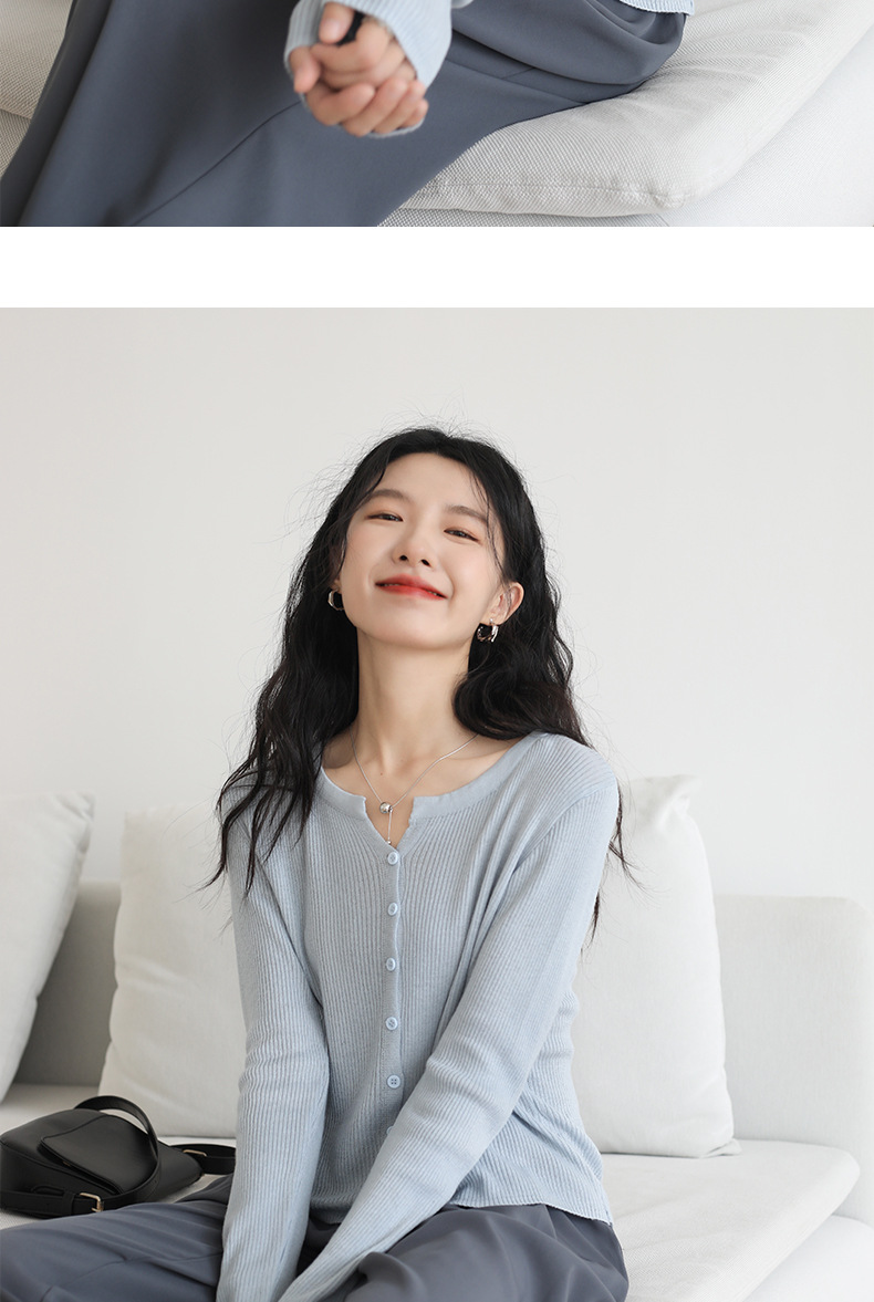 6羊毛品牌女装2025新款圆领长袖针织开衫 宽松百搭毛衣外套 空调衫秋季外搭女士精致加工详情15