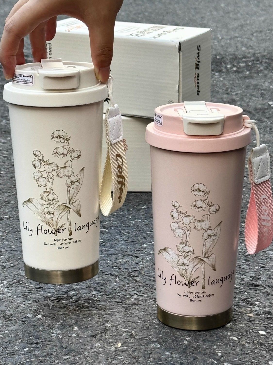 新款铃兰保温杯316不锈钢咖啡杯女生大容量高颜值吸管水杯礼品杯详情12