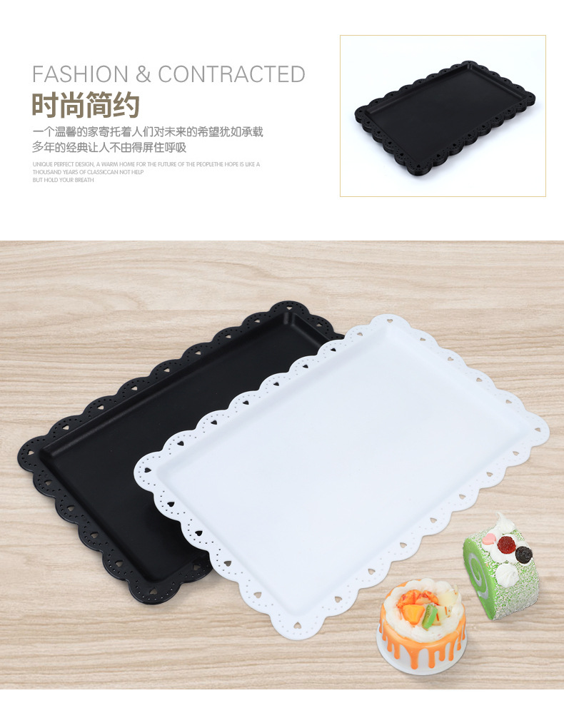 欧式塑料果盘慕斯餐盘托盘长方形饼盘西点甜品塑料盘放杯子小吃盘详情3
