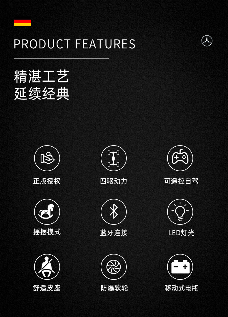 双人儿童电动车四轮童车宝宝遥控汽车小孩老爷车玩具车可坐人奔驰详情4