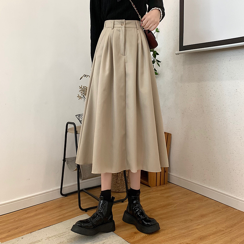 The new Korean-style slimming MIDI skirt for women in the 2022 autumn and winter season is in vogue with A large swing A-line skirt trend pic 33
