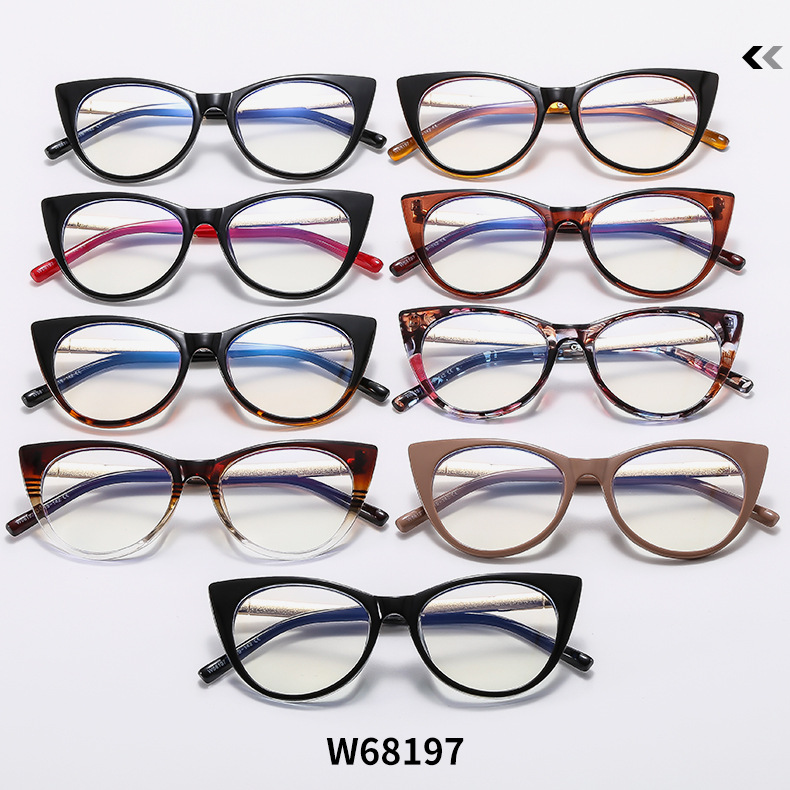 2024跨境个性新款猫眼防蓝光眼镜金属装饰平光镜欧美时尚框架眼镜详情8