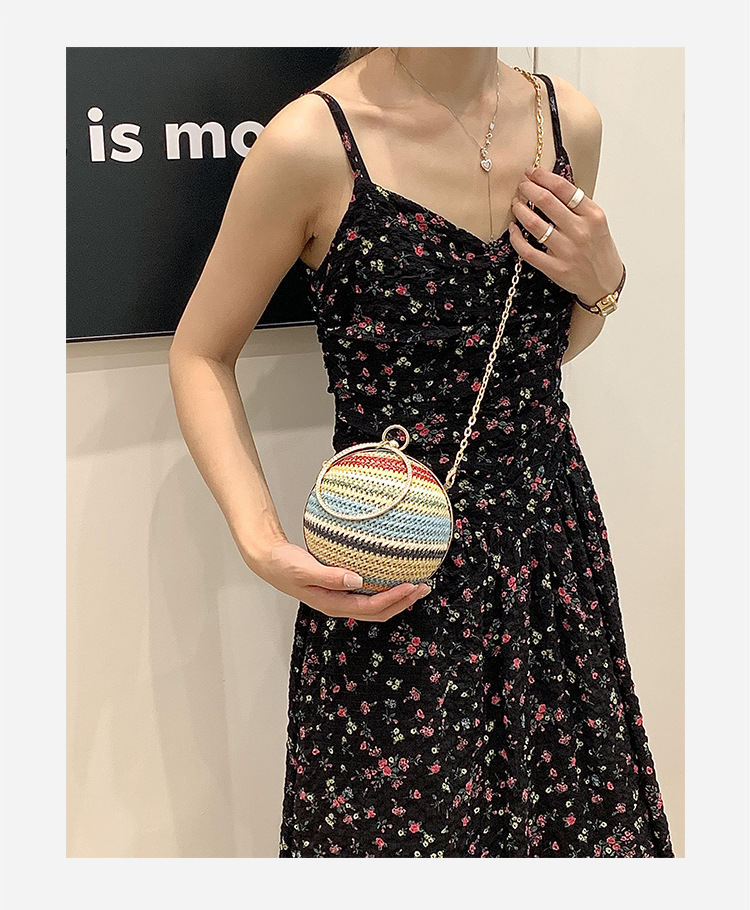 时尚女士小圆包简约链条撞色单肩包球形盒子晚宴包个性小众手提包详情8