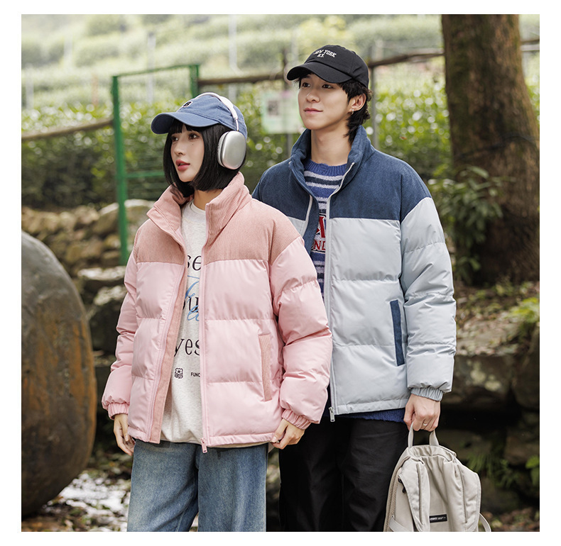 New winter fleece cotton-padded jackets for both men and women, thickened and warm cotton-padded jackets, couple bread jackets, and trendy color-blocked cotton-padded jackets pic 31