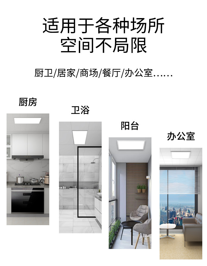 集成吊顶led灯厨房灯卫生间灯吸顶灯led平板灯嵌入式铝扣板灯详情4