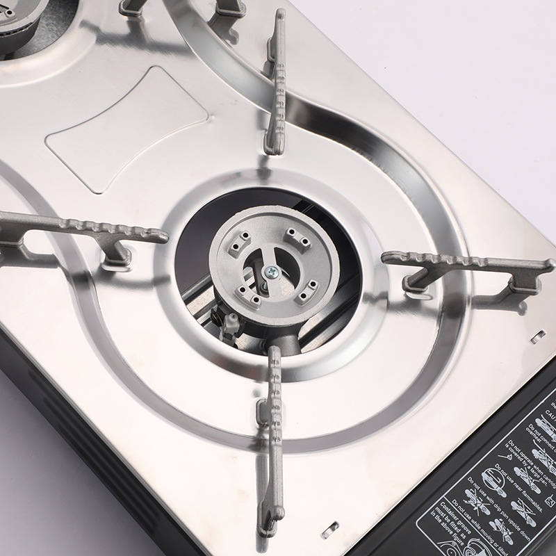 多功能双口卡式炉不锈钢面板一擦即净双眼户外便携瓦斯炉批发详情6