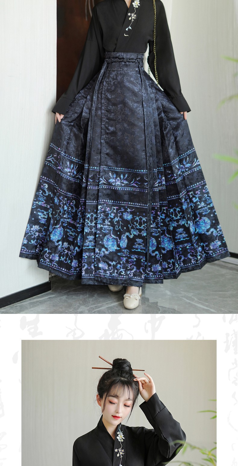 原创马面裙全套一整套【青花】明制刺绣汉服女飞机袖中国风日常穿国潮详情12