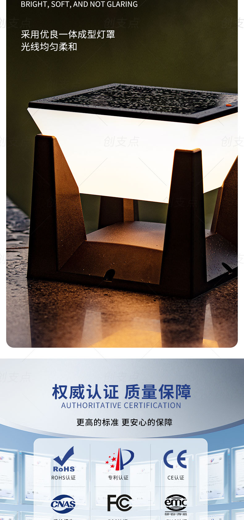 Solar outdoor garden lights, new cross-border export style, villa storefront, fence, fence, lawn, column head lights pic 16