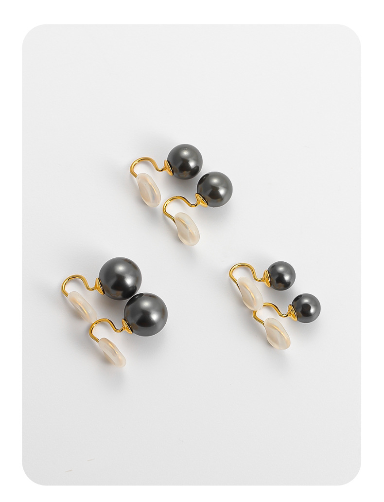 大溪地黑珍珠耳夹无耳洞蚊香盘简约复古气质耳环女高级感秋冬耳饰详情4