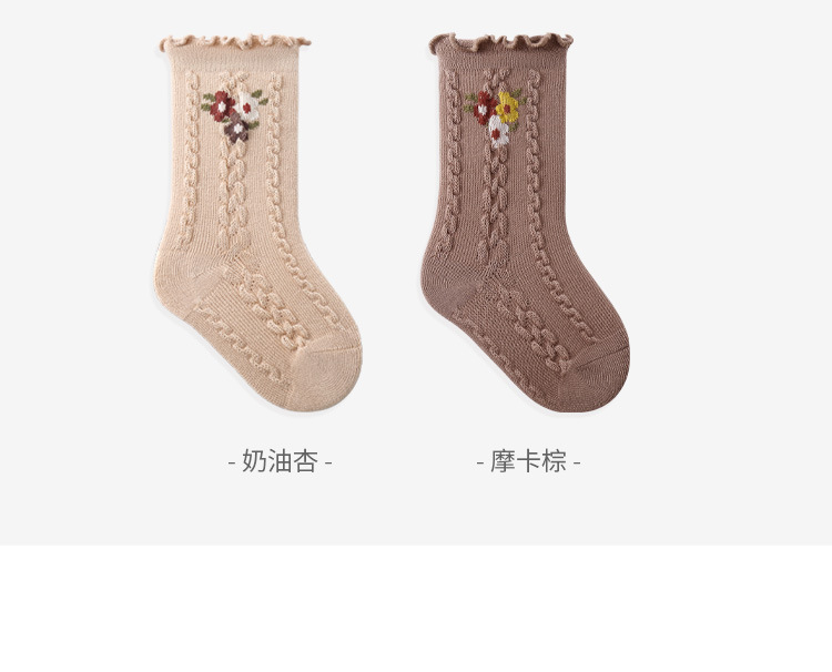婴儿袜子秋冬木耳边松口不勒女童公主春秋小碎花宝宝无骨中长筒袜详情19