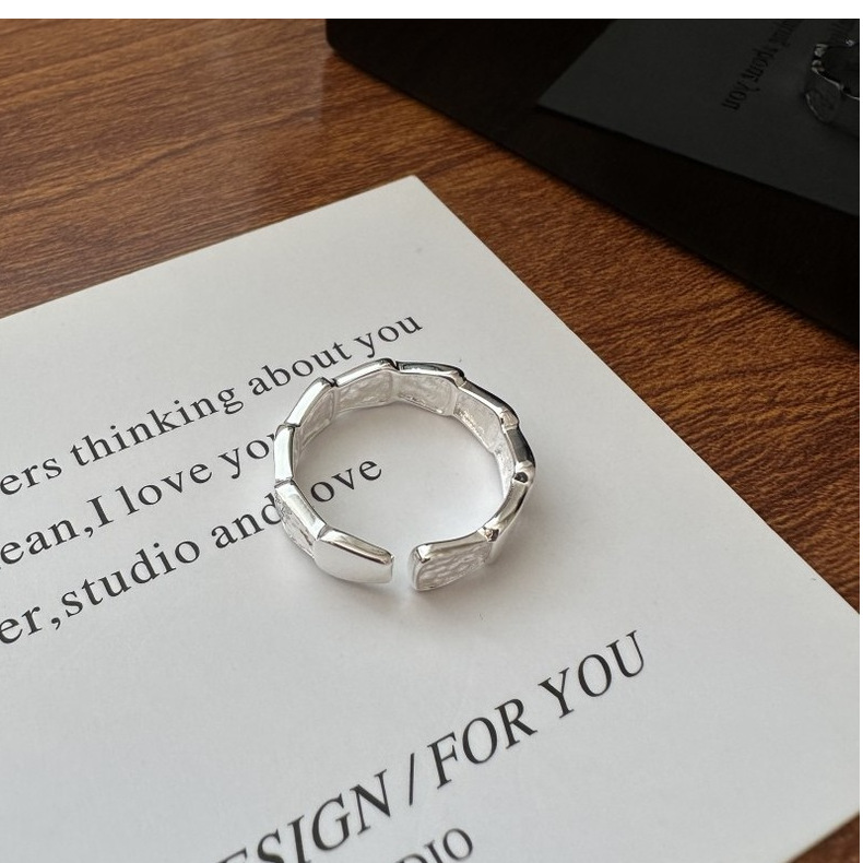 S925 sterling silver Korean-style niche design and texture scale ring, Korean-style fashionable texture simple ring wholesale pic 14