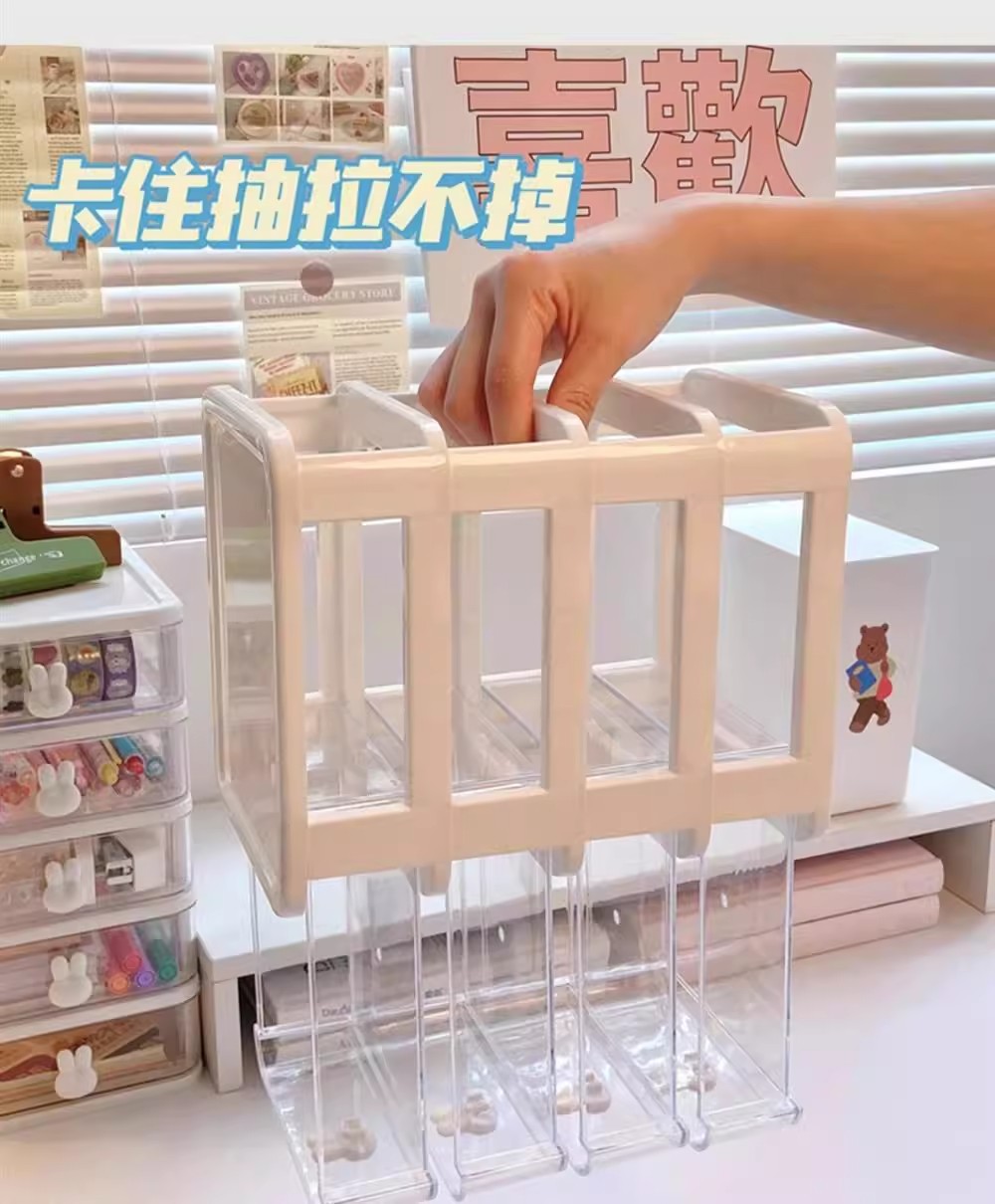 Storage cartoon desktop box, transparent small drawer desk, plastic mini storage box, rabbit stationery organizing box pic 25