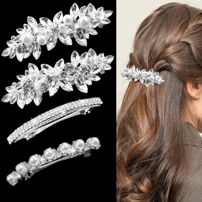 Wholesale of new cross-border elegant and stylish spring clips, alloy hair clips, rhinestone, Korean version of the back of the head ponytail clip headwear pic 43