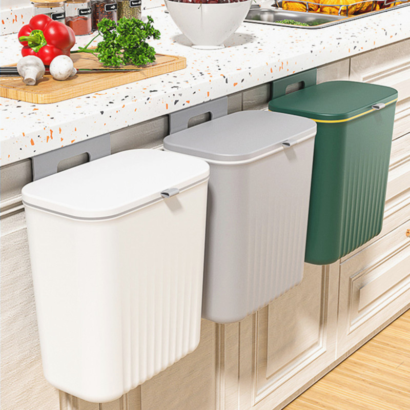 Kitchen trash can, wall-mounted household cabinet door, wall-mounted kitchen waste bin, suspended bathroom toilet pic 5