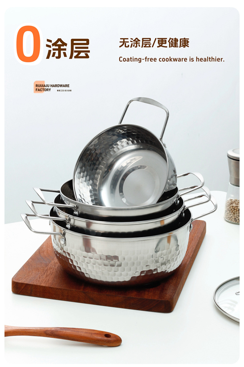 The popular Yiwu Middle East Golden Double-ear snow flat pot with steamer is a single-person pot that can cook Korean-style instant noodles pic 9