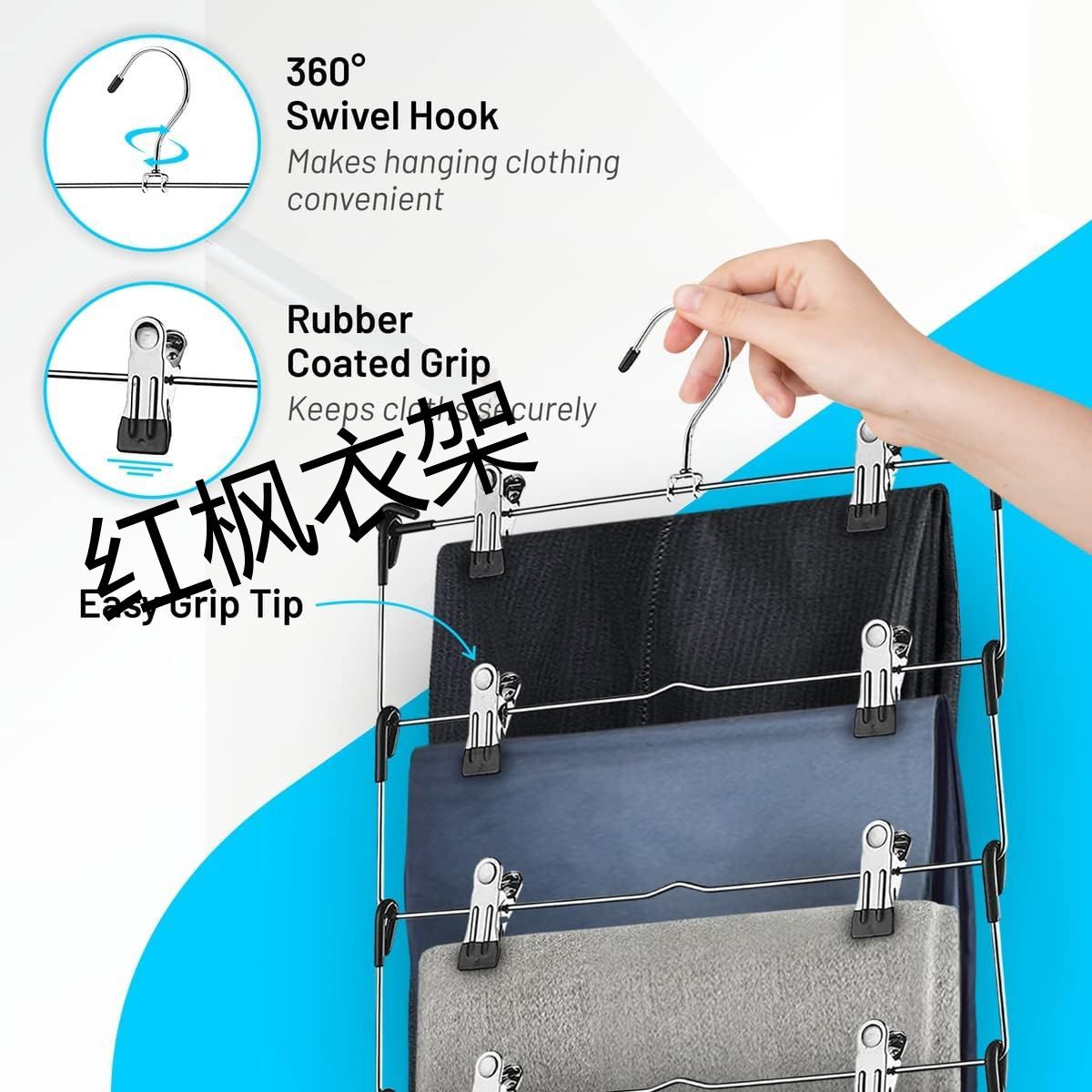 Foldable hanger, three-layer, four-layer, five-layer, six-layer metal trouser rack, skirt rack, hardware hanger, hook, storage trouser rack pic 21