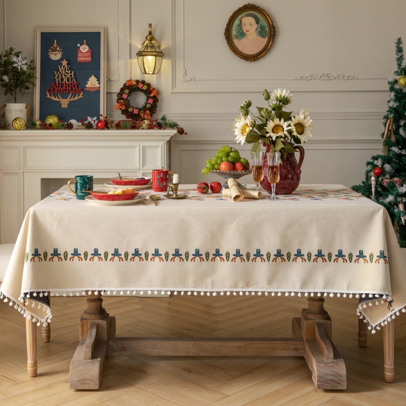 乐轩秀红色新年圣诞节桌布提花加厚轻奢高级氛围感长方形餐桌台布详情41