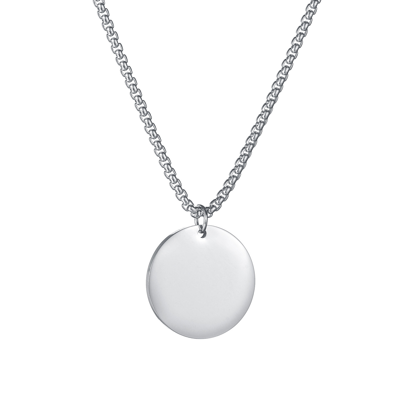 2024 European and American cross-border fashionable and exquisite titanium steel necklace, simple style and trendy stainless steel pendant, can be laser-printed with LOGO pic 7