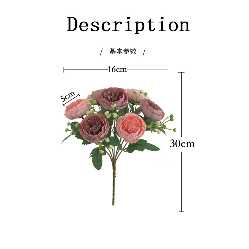 欧式仿真花牡丹芍药玫瑰假花束家居装饰摄影道具diy古风头饰绢花详情1
