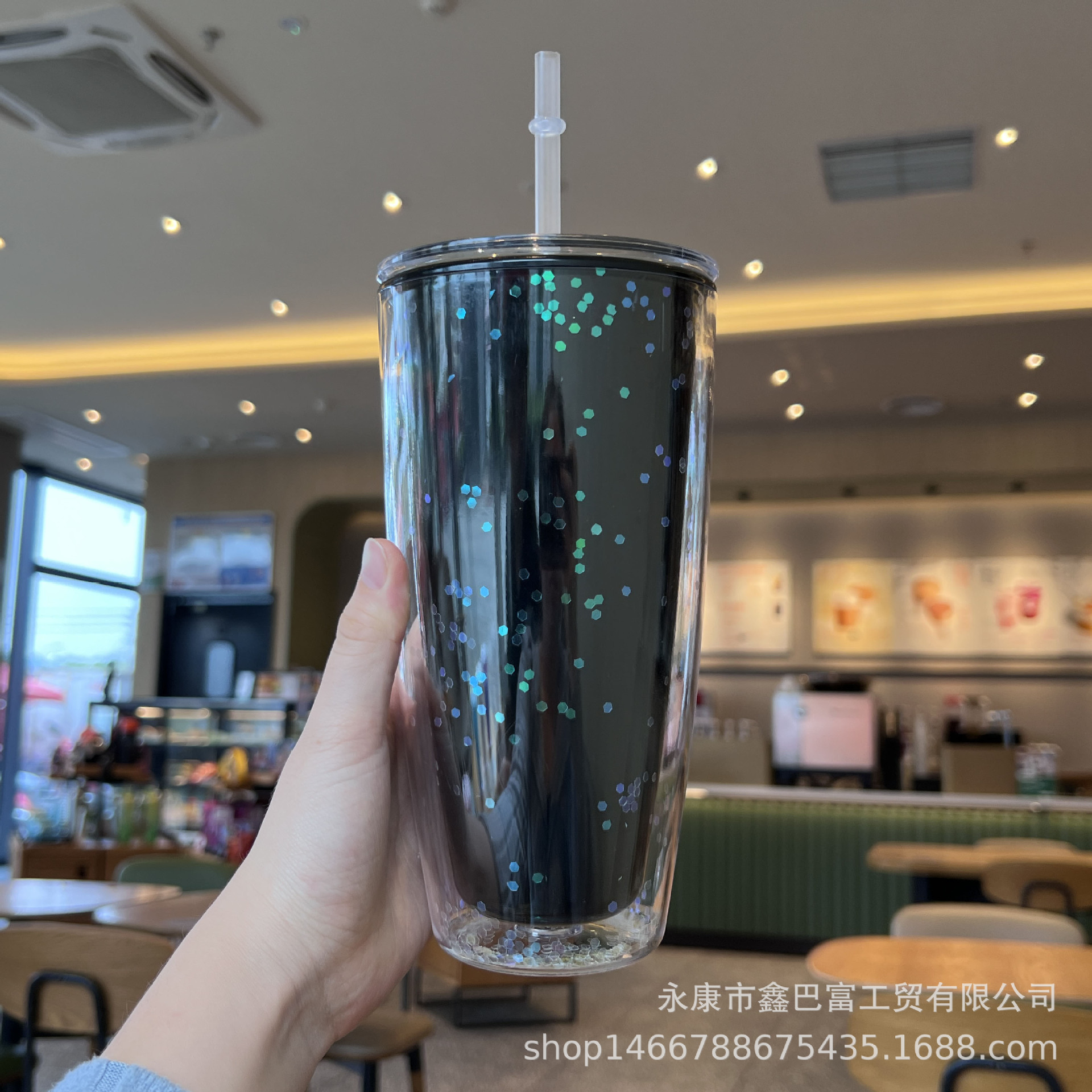 跨境爆款网红奶茶杯双层塑料水杯高颜值吸管杯大容量女神杯子批发详情20