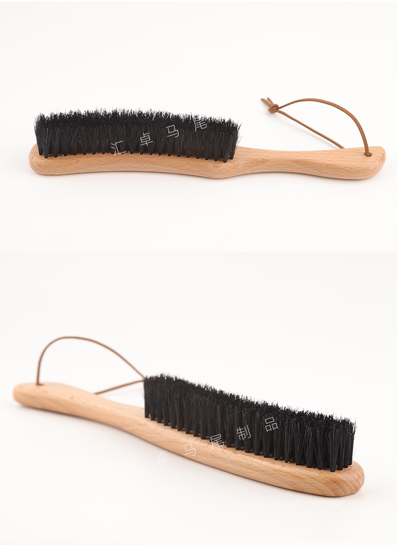 批发跨境外贸高品质长柄纯马毛衣帽刷天然实木猪鬃毛床刷清洁除尘详情10