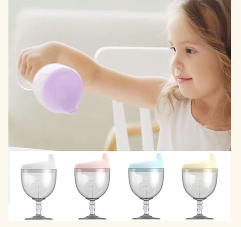 儿童高脚杯学饮杯牛奶杯防摔宝宝喝水直饮果汁鸭嘴酒杯式奶瓶详情3