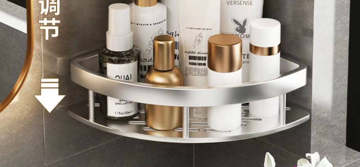 免打孔卫生间置物架浴室厕所洗手间洗漱用品壁挂墙上收纳架详情7