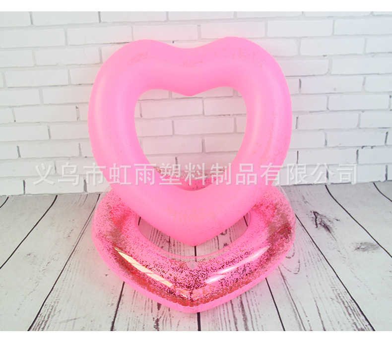 虹雨 亮片心型游泳圈批发大号成人爱心泳圈网红半透明心形游泳圈 pic 10