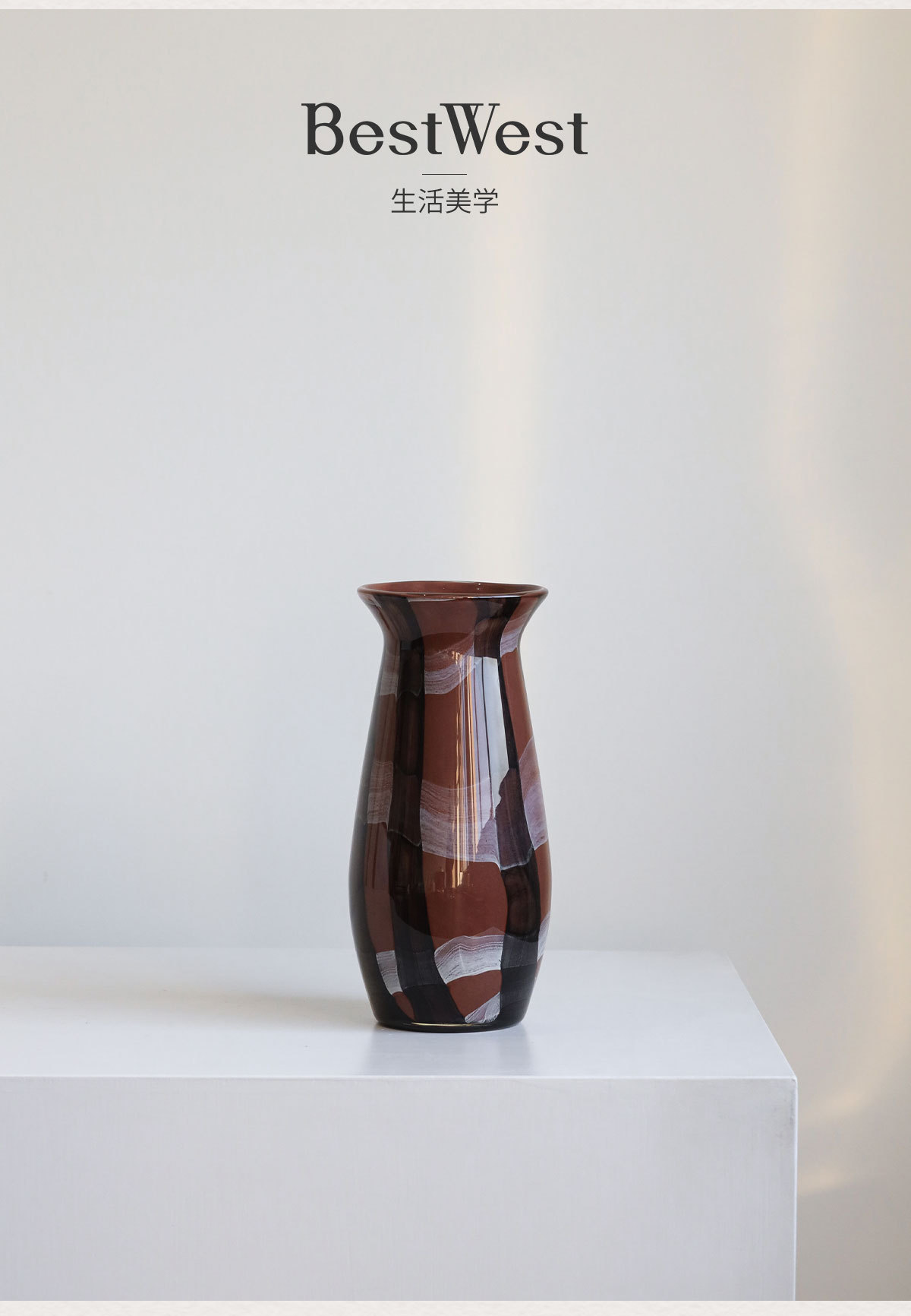 高级感条纹玻璃花瓶中古风客厅摆件玄关餐桌简约艺术插花器皿详情3