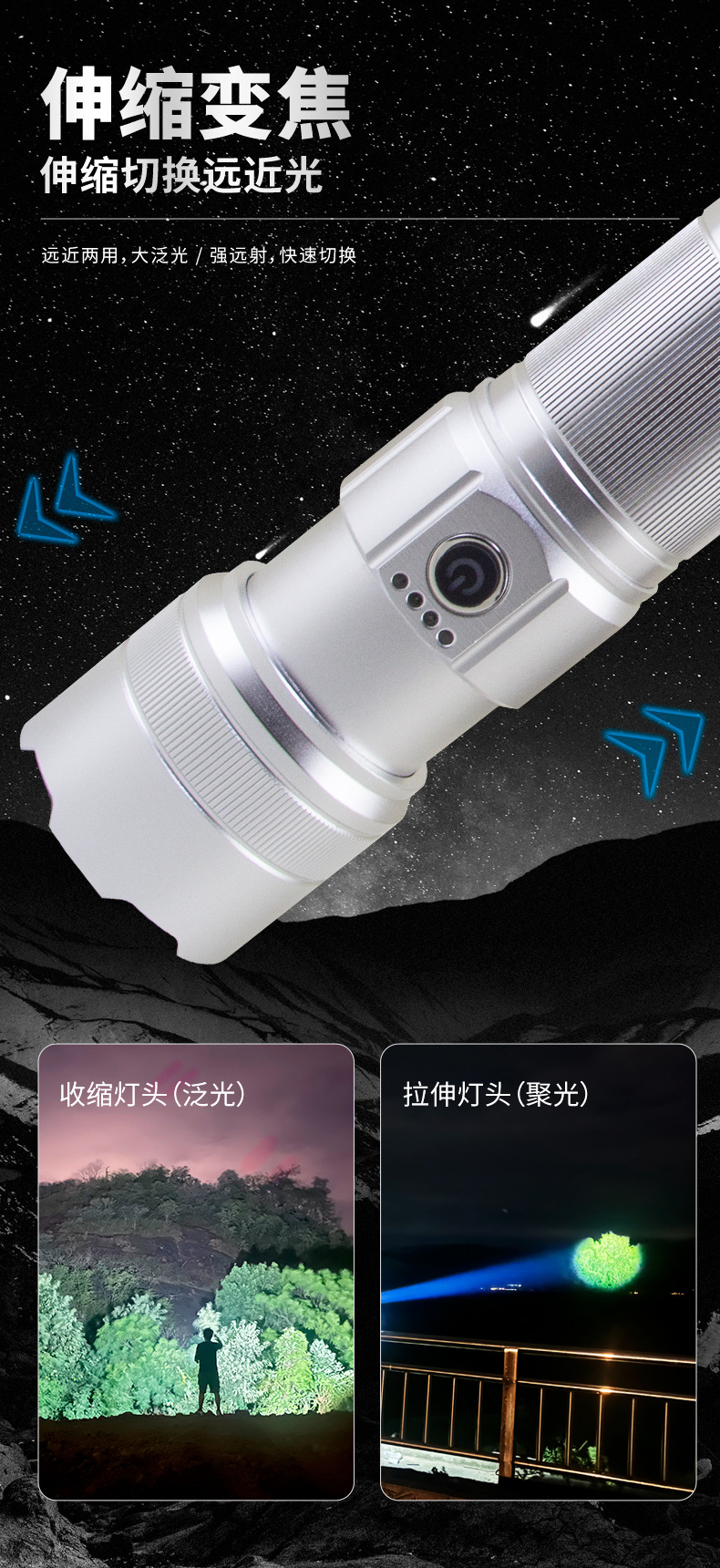 Cross-border high-intensity long-range zoom flashlight, white laser, outdoor patrol and exploration, multi-functional portable, high-power focusing pic 12