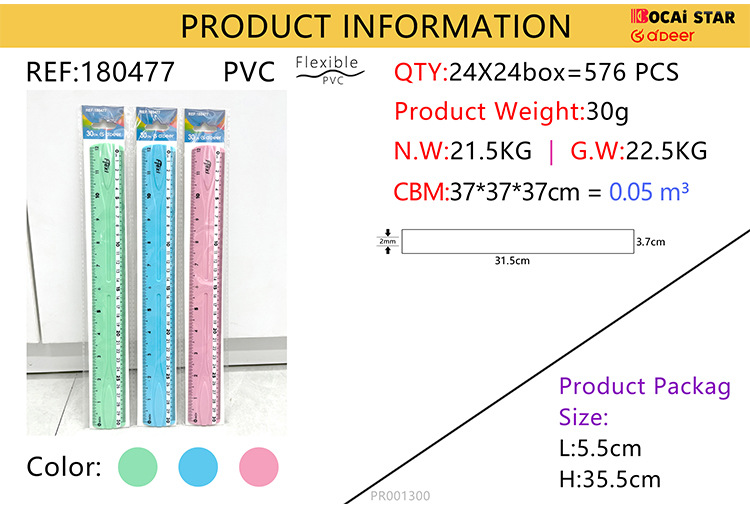 Мягкая линейка макарон PVC постоянно гибкая, 20cm30cm студента линейки линейки pic 4