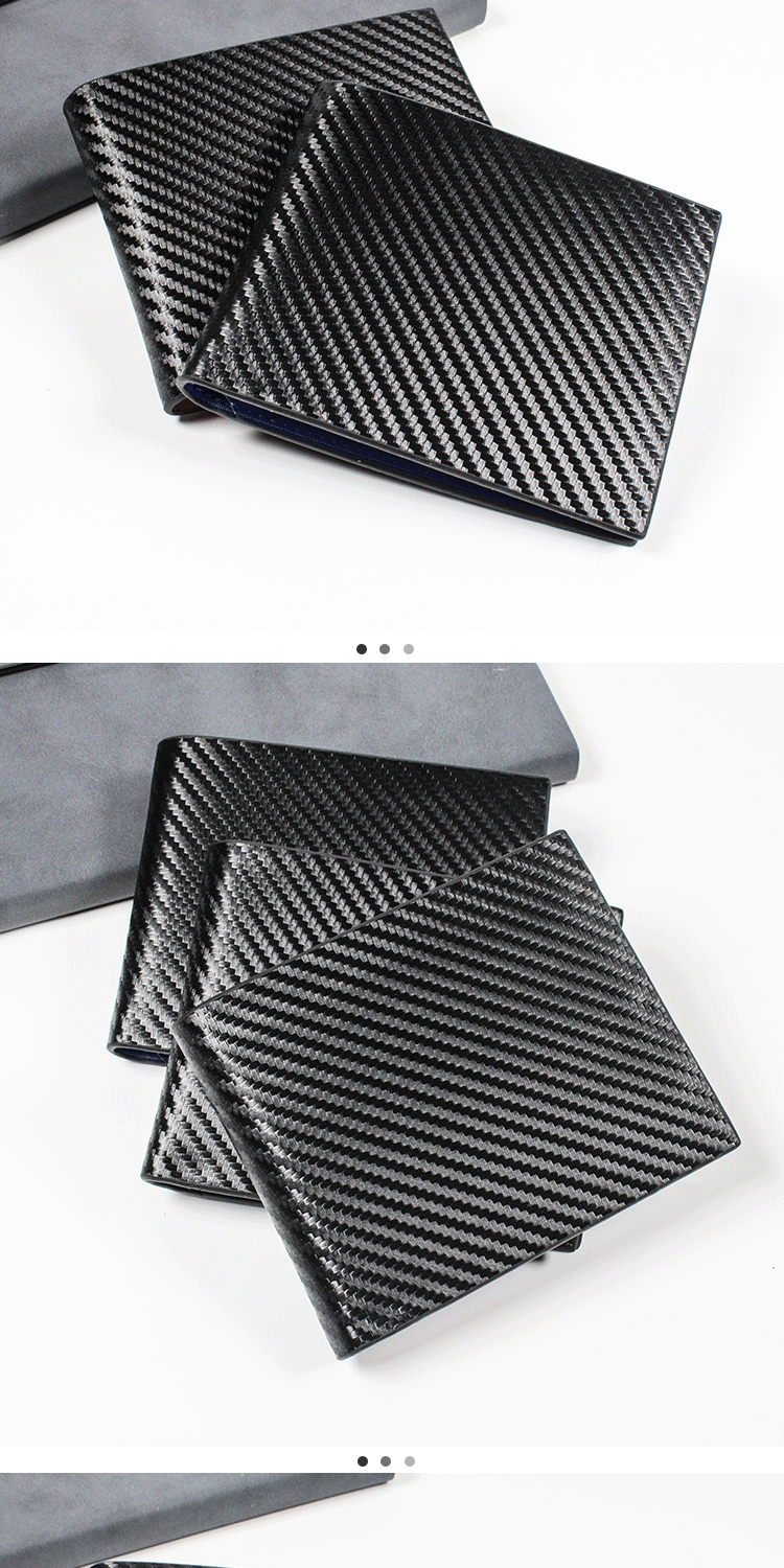 The new popular carbon fiber wallet for men in foreign trade features a large capacity, multiple card slots, small change slots and a short wallet pic 14
